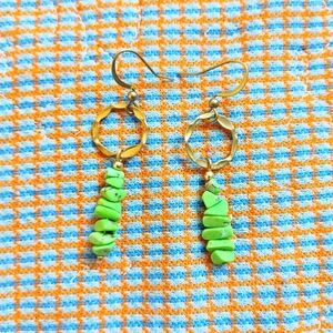 Genuine Green Turquoise 'Pebble' Earrings